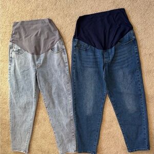 Women's Straight Leg Maternity Jeans - Gray and Blue